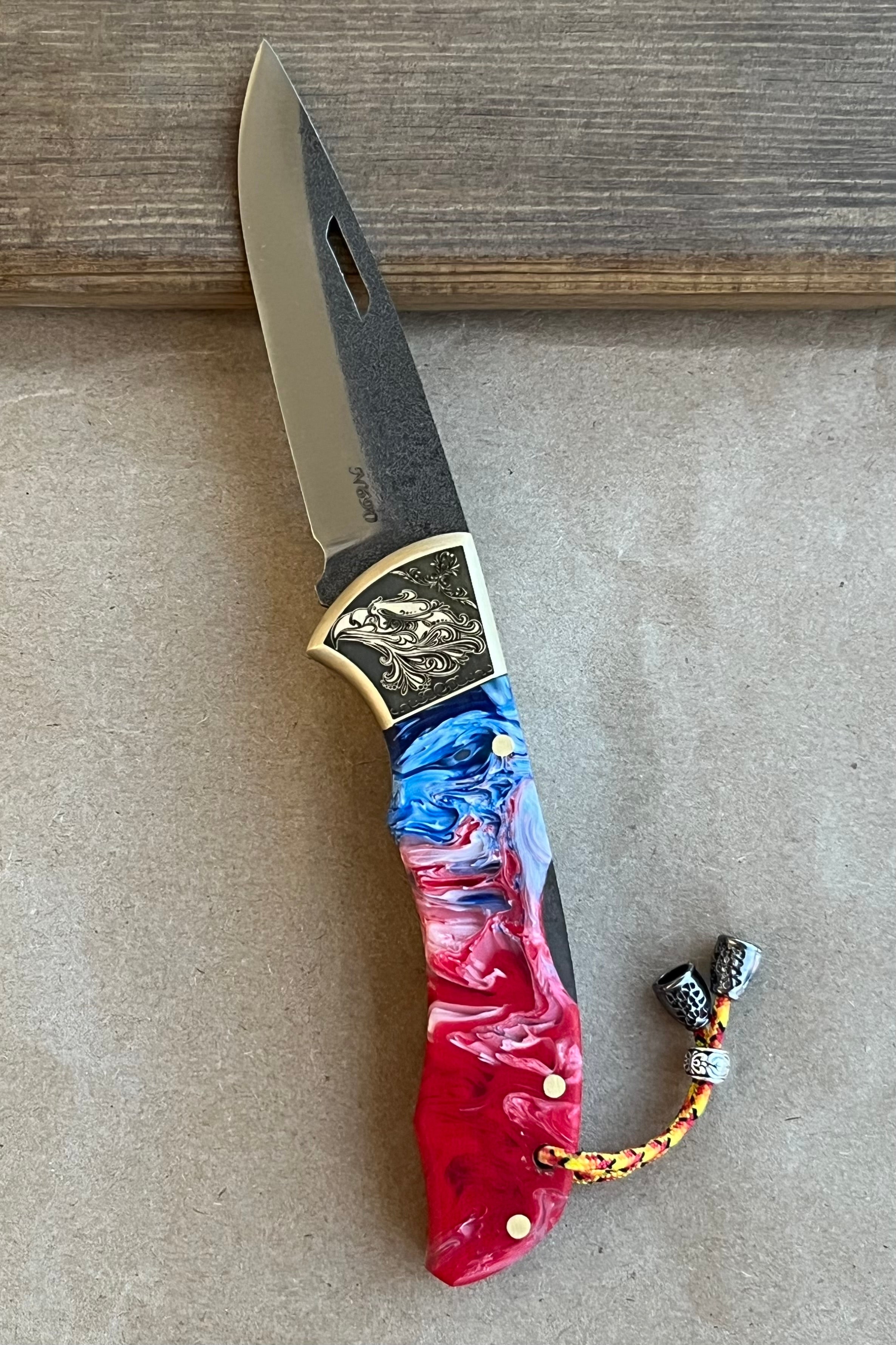 21 Cm - Epoksi Gravür İşlemeli N690 Çelik Çakı