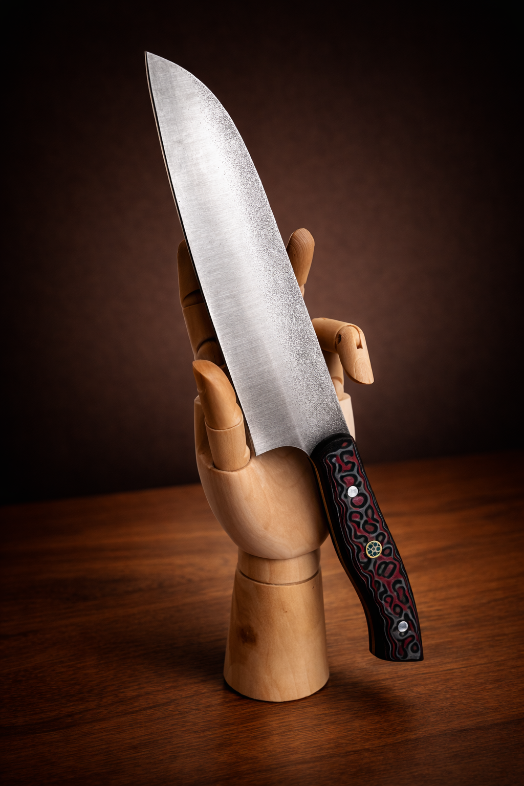 N690 BÖHLER ÇELİK DESENLİ MİKART KABZA / PROFOSYONEL ŞEF BIÇAĞI